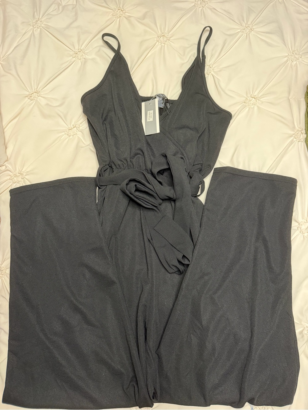 Black Sleeveless Wrap Jumpsuit with Tie Waist